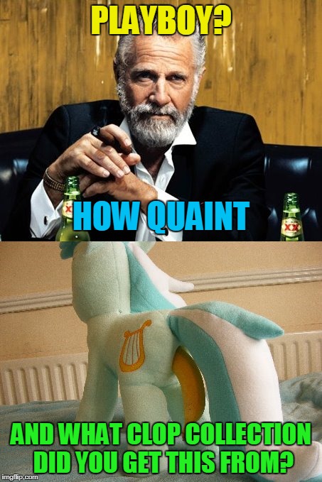 PLAYBOY? AND WHAT CLOP COLLECTION DID YOU GET THIS FROM? HOW QUAINT | made w/ Imgflip meme maker