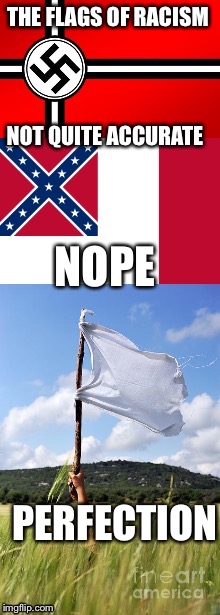 Historically accurate flags of racism | THE FLAGS OF RACISM; NOT QUITE ACCURATE; NOPE; PERFECTION | image tagged in history,memes,funny,truth,facts,alt right | made w/ Imgflip meme maker