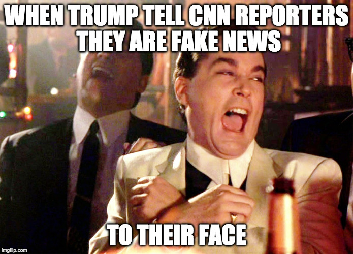 Calm down snowflakes. You hated the news up until it went far left. | WHEN TRUMP TELL CNN REPORTERS THEY ARE FAKE NEWS; TO THEIR FACE | image tagged in memes,good fellas hilarious,iwanttobebacon,iwanttobebaconcom | made w/ Imgflip meme maker