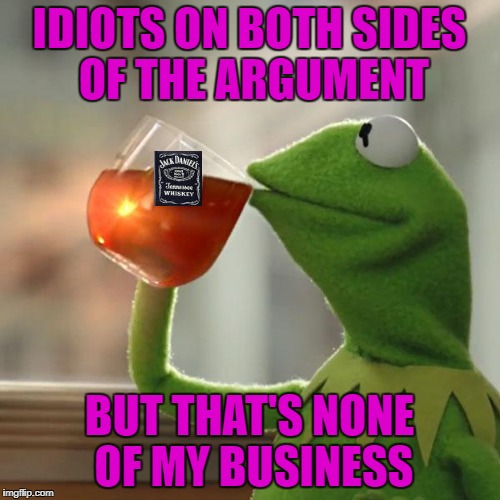 IDIOTS ON BOTH SIDES OF THE ARGUMENT BUT THAT'S NONE OF MY BUSINESS | made w/ Imgflip meme maker