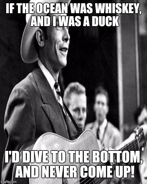 IF THE OCEAN WAS WHISKEY, AND I WAS A DUCK I'D DIVE TO THE BOTTOM, AND NEVER COME UP! | made w/ Imgflip meme maker