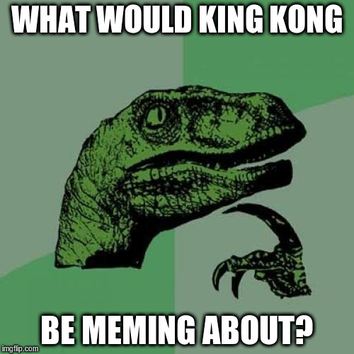 Philosoraptor Meme | WHAT WOULD KING KONG BE MEMING ABOUT? | image tagged in memes,philosoraptor | made w/ Imgflip meme maker