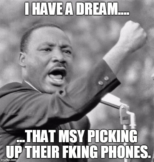 I have a dream | I HAVE A DREAM.... ...THAT MSY PICKING UP THEIR FKING PHONES. | image tagged in i have a dream | made w/ Imgflip meme maker
