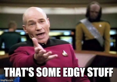 Picard Wtf Meme | THAT'S SOME EDGY STUFF | image tagged in memes,picard wtf | made w/ Imgflip meme maker