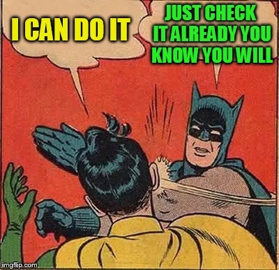 Batman Slapping Robin Meme | I CAN DO IT JUST CHECK IT ALREADY YOU KNOW YOU WILL | image tagged in memes,batman slapping robin | made w/ Imgflip meme maker