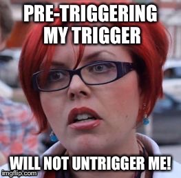 Hair trigger? | . | image tagged in memes,triggered,funny | made w/ Imgflip meme maker