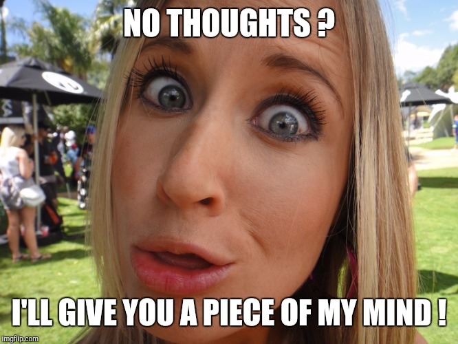 Memes | NO THOUGHTS ? I'LL GIVE YOU A PIECE OF MY MIND ! | image tagged in memes | made w/ Imgflip meme maker
