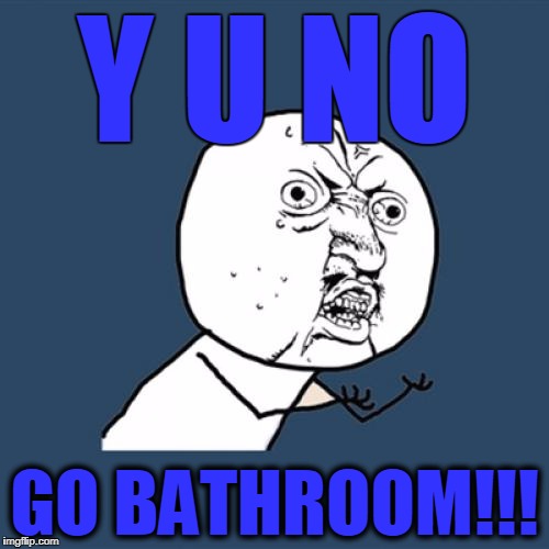 Y U No Meme | Y U NO; GO BATHROOM!!! | image tagged in memes,y u no | made w/ Imgflip meme maker