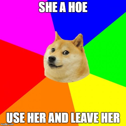 Advice Doge Meme | SHE A HOE; USE HER AND LEAVE HER | image tagged in memes,advice doge | made w/ Imgflip meme maker