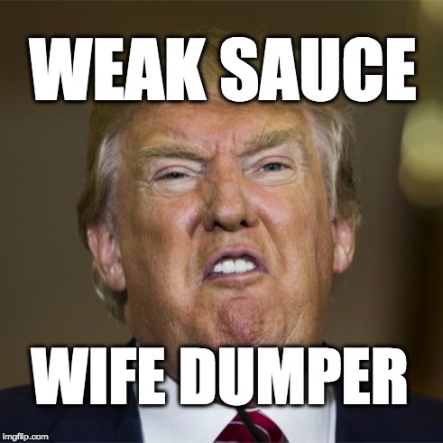 Weak sauce, wife dumper | WEAK SAUCE; WIFE DUMPER | image tagged in trump,donaldtrump | made w/ Imgflip meme maker