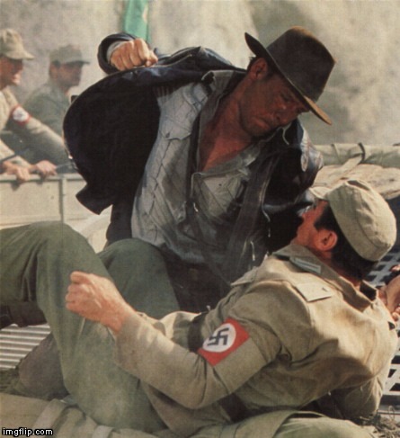 Indiana Jones Punching Nazis | image tagged in indiana jones punching nazis | made w/ Imgflip meme maker