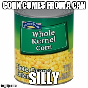 CORN COMES FROM A CAN SILLY | made w/ Imgflip meme maker