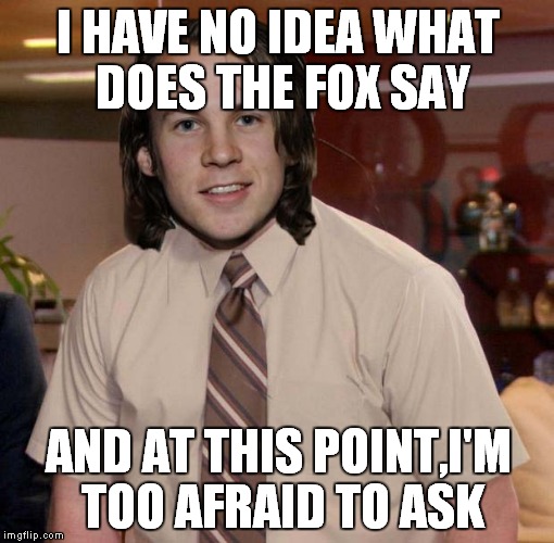 The real question is:What does Corey Taylor think about that? | I HAVE NO IDEA WHAT DOES THE FOX SAY; AND AT THIS POINT,I'M TOO AFRAID TO ASK | image tagged in afraid to ask andy,memes,funny,what does the fox say,dank,dank memes | made w/ Imgflip meme maker