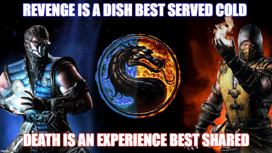 Mortal Kombat | REVENGE IS A DISH BEST SERVED COLD; DEATH IS AN EXPERIENCE BEST SHARED | image tagged in mortal kombat | made w/ Imgflip meme maker