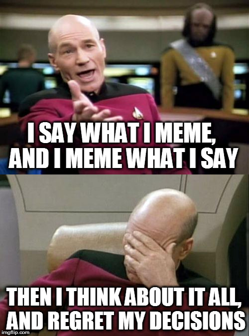 I SAY WHAT I MEME, AND I MEME WHAT I SAY THEN I THINK ABOUT IT ALL, AND REGRET MY DECISIONS | made w/ Imgflip meme maker