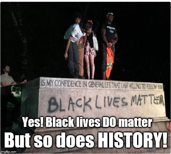 HISTORY MATTERS | Yes! Black lives DO matter; But so does HISTORY! | image tagged in black lives,hypocrisy,liberal hypocrisy,history,confederacy | made w/ Imgflip meme maker