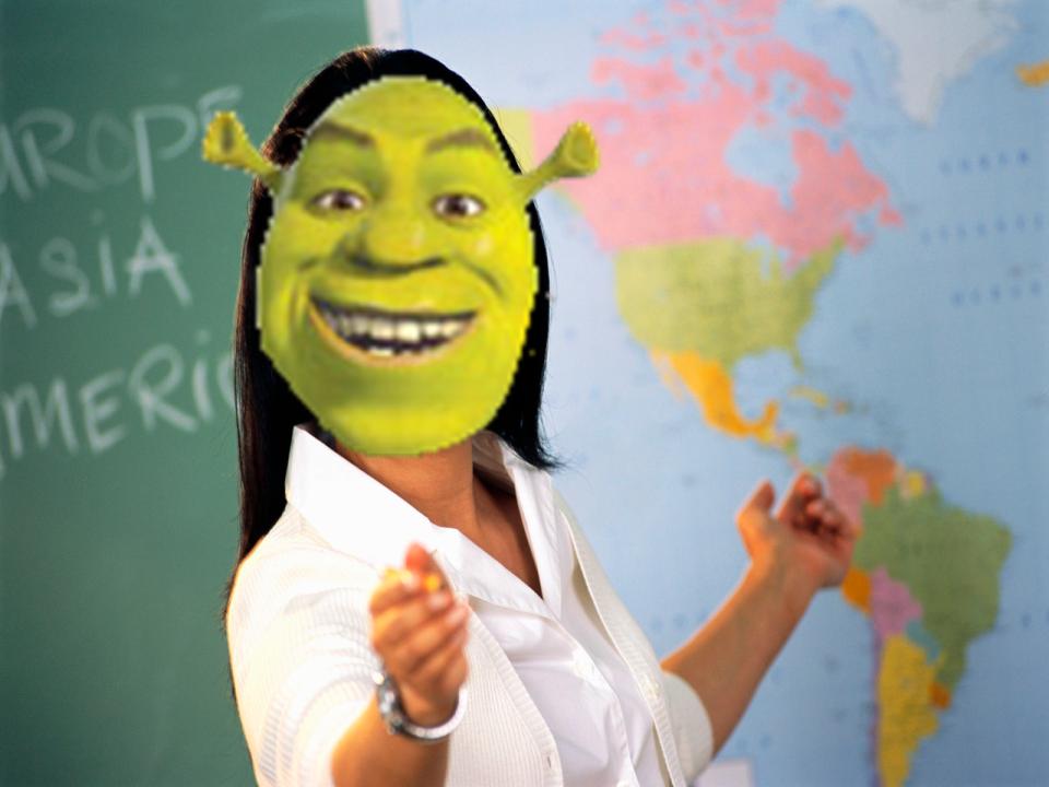 High Quality Shrek Teacher Blank Meme Template