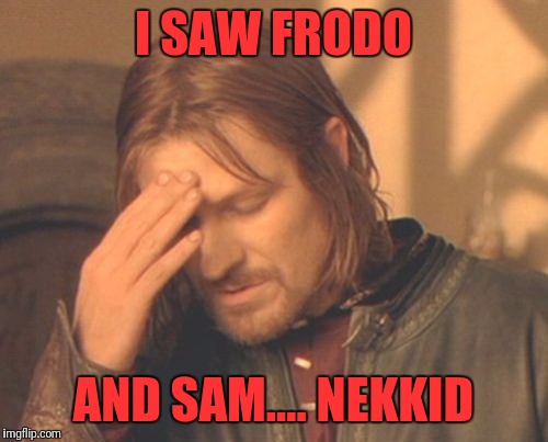 Frustrated Boromir Meme | I SAW FRODO; AND SAM.... NEKKID | image tagged in memes,frustrated boromir | made w/ Imgflip meme maker