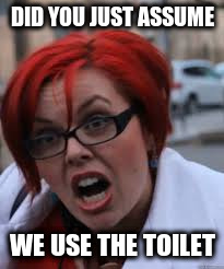 DID YOU JUST ASSUME WE USE THE TOILET | made w/ Imgflip meme maker