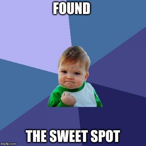 Success Kid Meme | FOUND THE SWEET SPOT | image tagged in memes,success kid | made w/ Imgflip meme maker