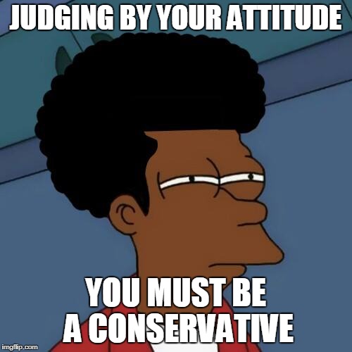 JUDGING BY YOUR ATTITUDE YOU MUST BE A CONSERVATIVE | made w/ Imgflip meme maker