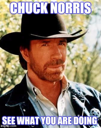 CHUCK NORRIS; SEE WHAT YOU ARE DOING | image tagged in over confident chuck | made w/ Imgflip meme maker