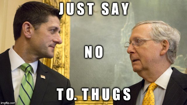 Say no to thugs | J U S T   S A Y; N O; T O.  T H U G S | image tagged in paul ryan,mitch mcconnell | made w/ Imgflip meme maker