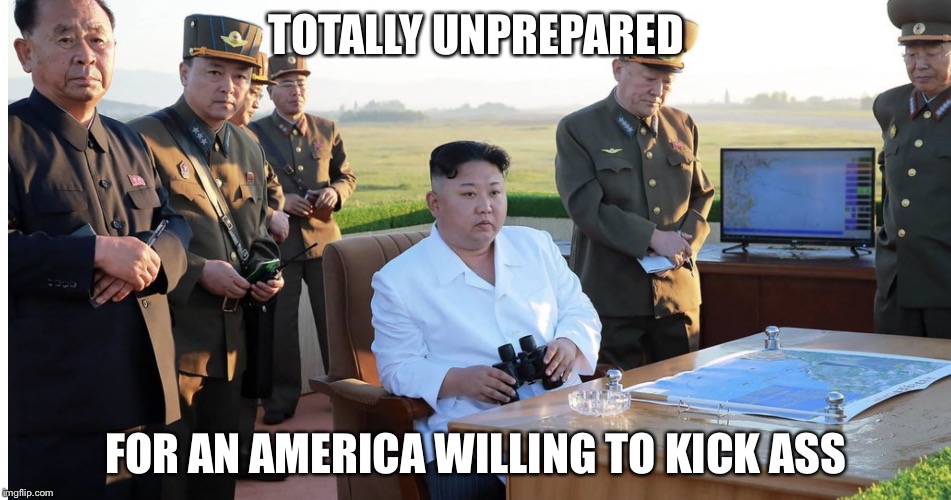 Serious Kim | TOTALLY UNPREPARED FOR AN AMERICA WILLING TO KICK ASS | image tagged in serious kim | made w/ Imgflip meme maker