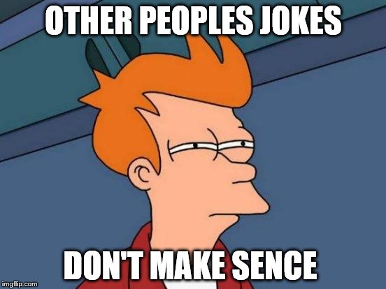 Futurama Fry Meme | OTHER PEOPLES JOKES; DON'T MAKE SENCE | image tagged in memes,futurama fry | made w/ Imgflip meme maker