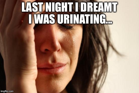 First World Problems Meme | LAST NIGHT I DREAMT I WAS URINATING... | image tagged in memes,first world problems | made w/ Imgflip meme maker