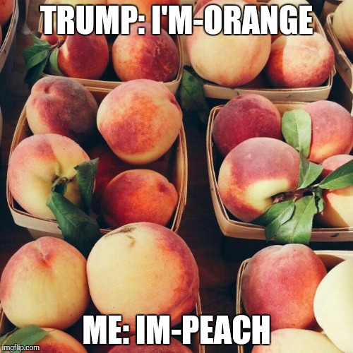 Impeach Trump | TRUMP: I'M-ORANGE; ME: IM-PEACH | image tagged in impeach trump | made w/ Imgflip meme maker