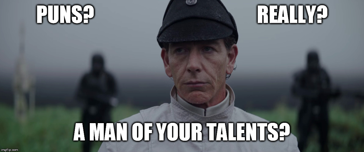 Krennic Really? | PUNS?                                          REALLY? A MAN OF YOUR TALENTS? | image tagged in bad puns | made w/ Imgflip meme maker