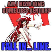 AM I HEAR RING SOME DISS SENTRY? FALL IN...
LINE. | made w/ Imgflip meme maker