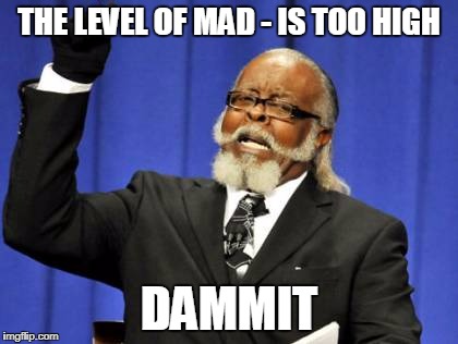 Too Damn High Meme | THE LEVEL OF MAD - IS TOO HIGH DAMMIT | image tagged in memes,too damn high | made w/ Imgflip meme maker