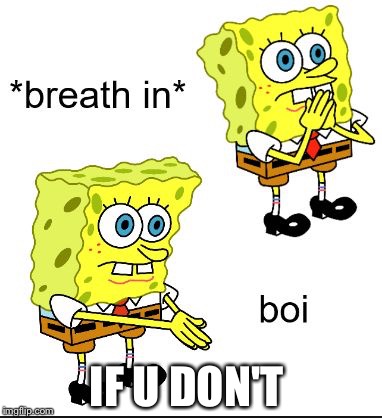 Spongebob Boi | IF U DON'T | image tagged in spongebob boi | made w/ Imgflip meme maker
