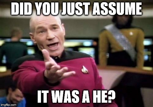 Picard Wtf Meme | DID YOU JUST ASSUME IT WAS A HE? | image tagged in memes,picard wtf | made w/ Imgflip meme maker