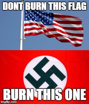 DONT BURN THIS FLAG; BURN THIS ONE | image tagged in usa,nazi | made w/ Imgflip meme maker