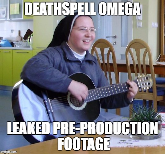Guitar Sister | DEATHSPELL OMEGA; LEAKED PRE-PRODUCTION FOOTAGE | image tagged in guitar sister | made w/ Imgflip meme maker