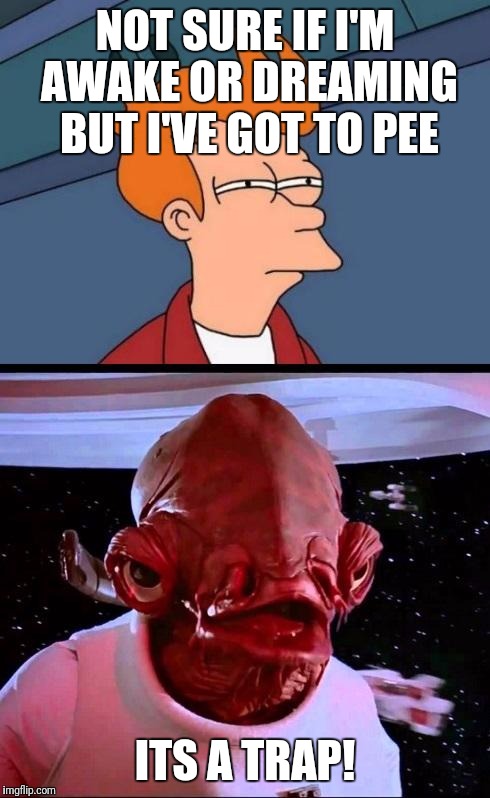 Not sure if...ITS A TRAP! |  NOT SURE IF I'M AWAKE OR DREAMING BUT I'VE GOT TO PEE; ITS A TRAP! | image tagged in not sure ifits a trap | made w/ Imgflip meme maker