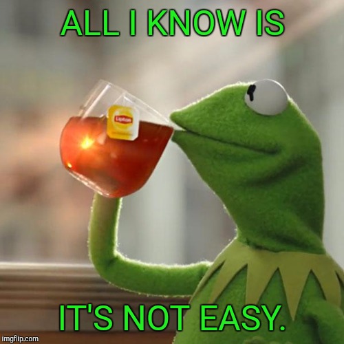 But That's None Of My Business Meme | ALL I KNOW IS IT'S NOT EASY. | image tagged in memes,but thats none of my business,kermit the frog | made w/ Imgflip meme maker