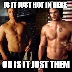 Supernatural | IS IT JUST HOT IN HERE; OR IS IT JUST THEM | image tagged in supernatural | made w/ Imgflip meme maker