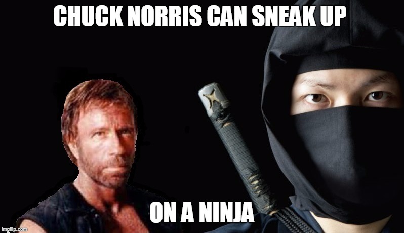 Chuck Norris ninja | CHUCK NORRIS CAN SNEAK UP; ON A NINJA | image tagged in chuck norris,memes,ninja | made w/ Imgflip meme maker