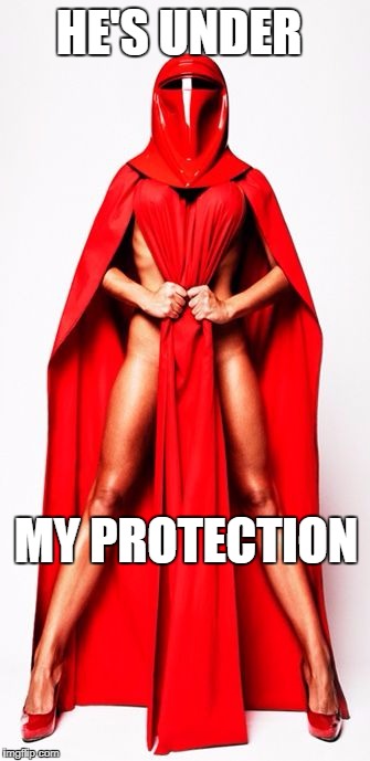 HE'S UNDER; MY PROTECTION | image tagged in crimson guard | made w/ Imgflip meme maker