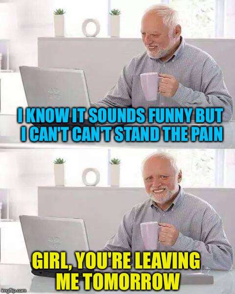 Hide the Pain Harold Meme | I KNOW IT SOUNDS FUNNY BUT I CAN'T CAN'T STAND THE PAIN; GIRL, YOU'RE LEAVING ME TOMORROW | image tagged in memes,hide the pain harold | made w/ Imgflip meme maker