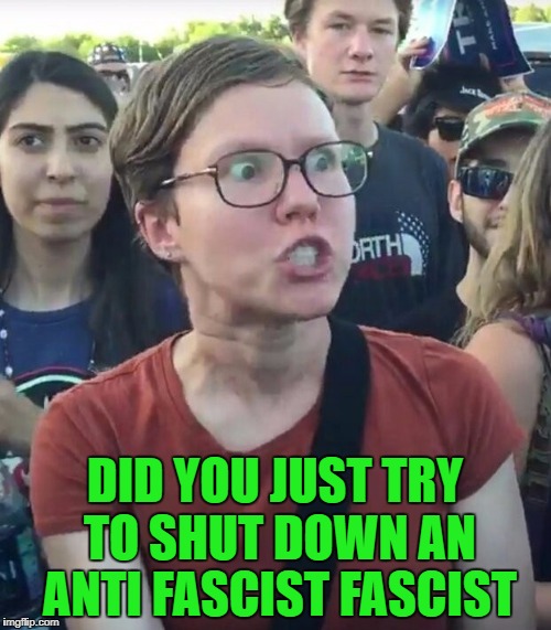 DID YOU JUST TRY TO SHUT DOWN AN ANTI FASCIST FASCIST | made w/ Imgflip meme maker