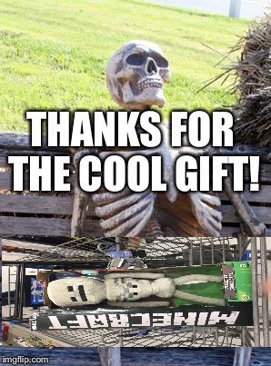 Waiting Skeleton Meme | THANKS FOR THE COOL GIFT! | image tagged in memes,waiting skeleton | made w/ Imgflip meme maker
