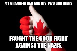 MY GRANDFATHER AND HIS TWO BROTHERS FAUGHT THE GOOD FIGHT AGAINST THE NAZIS. | made w/ Imgflip meme maker