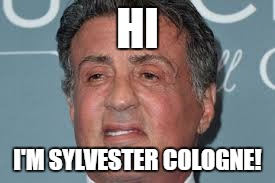 sylvester stallone | HI; I'M SYLVESTER COLOGNE! | image tagged in sylvester stallone | made w/ Imgflip meme maker