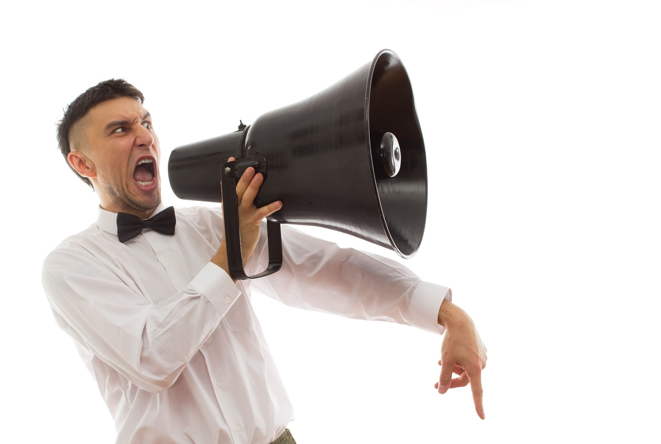 Guy with megaphone Blank Meme Template