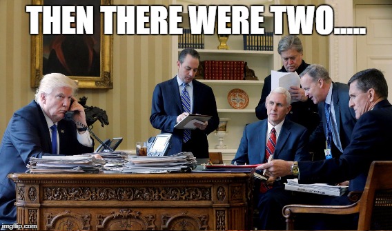 Perhaps the wrong ones are leaving? | THEN THERE WERE TWO..... | image tagged in trump,attrition | made w/ Imgflip meme maker